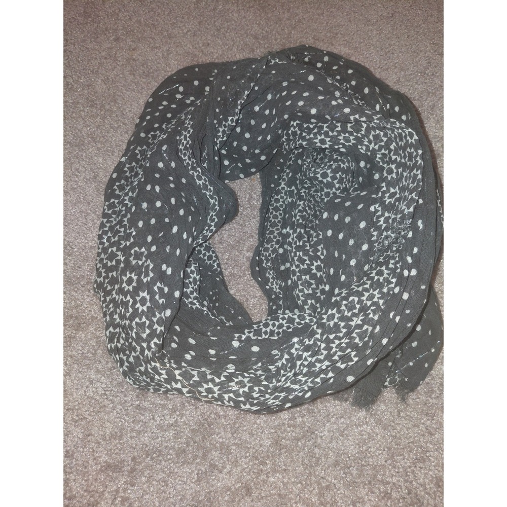 American Eagle Outfitters Infinity Scarf Gray Geometric Polka Dot Metallic NWT